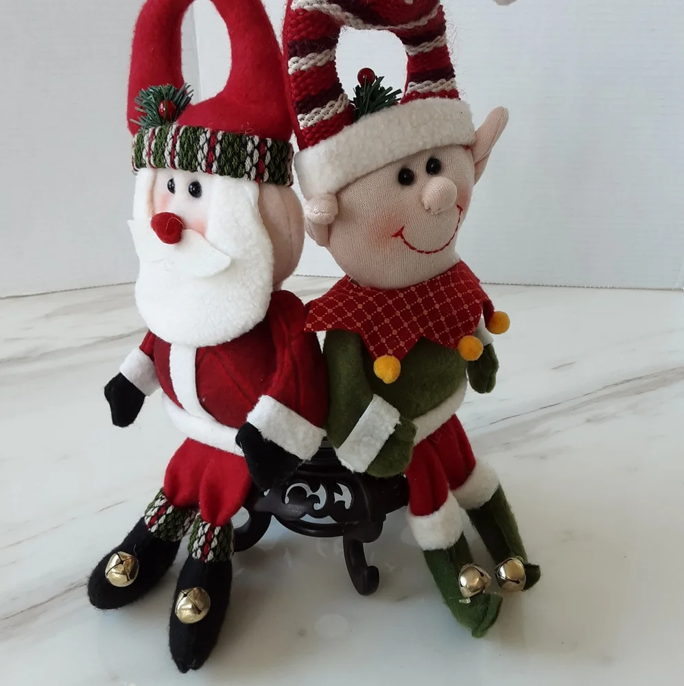 VTG FELT CHRISTMAS GNOMES WITH SILVER BELLS